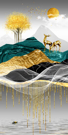 晶瓷画 抽象画 麋鹿