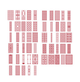 中式门窗矢量图案 古代门窗