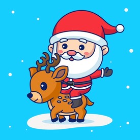 卡通圣诞老人麋鹿矢量图