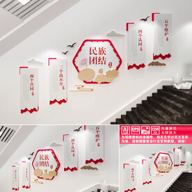 民族团结楼道文化墙