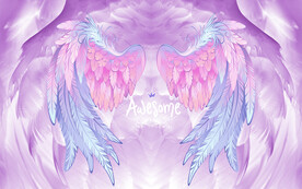 网红粉紫翅膀背景墙