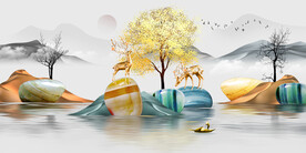 晶瓷画 抽象画 石头