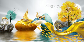 晶瓷画 抽象画 石头