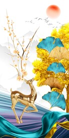 麋鹿发财树玄关