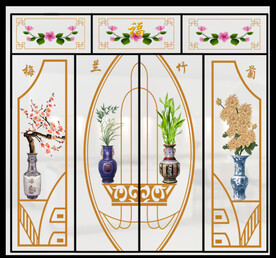 透明底推拉门玻璃打印图一套