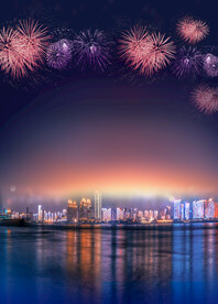 烟火晚会江边烟火