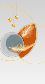 晶瓷画线条抽象画玄关羽毛