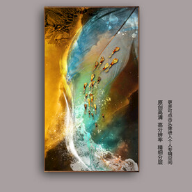 抽象羽毛海底鱼群玄关装饰画