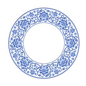 青花瓷藤蔓圆形纹样