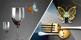 晶瓷画抽象画餐厅餐具红酒杯