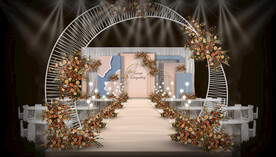 蓝橙色婚礼仪式区