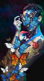 蝴蝶美女装饰画