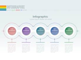 商务PPT五个分项信息图表流程