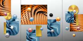 晶瓷画几何抽象画圆球