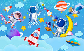 儿童星球宇航员背景墙