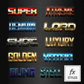 彩色金属光泽特效字ASL样式