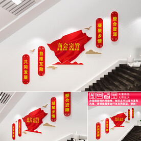 商会立体楼道文化墙