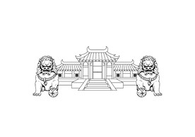 中式古建筑石狮子