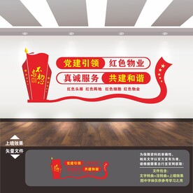 红色物业文化墙