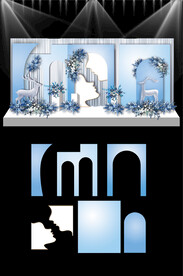 蓝色浪漫婚礼KT板