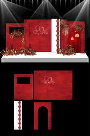 红色婚礼现场KT板
