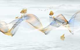 晶瓷画线条抽象画水墨山水画