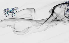 晶瓷画线条抽象画水墨山水画马