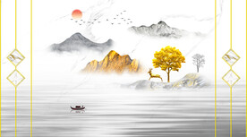 晶瓷画山水画电视背景墙