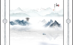 晶瓷画山水画电视背景墙