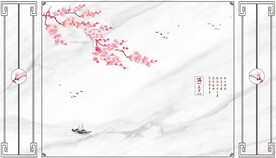 晶瓷画梅花大理石电视背景墙