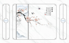 晶瓷画大理石电视背景墙江南春