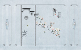 晶瓷画电视背景墙静兰花