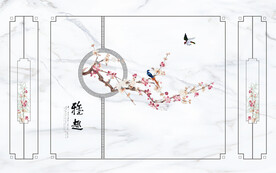 雅趣晶瓷画电视背景墙梅花