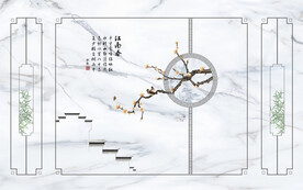 晶瓷画电视背景墙梅花