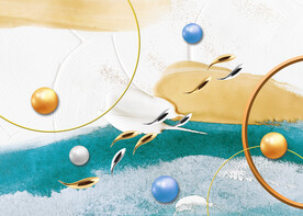 晶瓷画抽象画鱼群