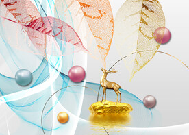 晶瓷画线条抽象画麋鹿