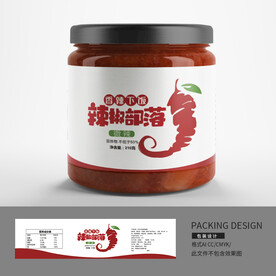 简约辣椒酱瓶贴 贴标包装设计