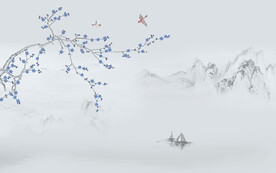 工笔花鸟背景墙