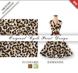 矢量手绘创意抽象野性豹纹图案