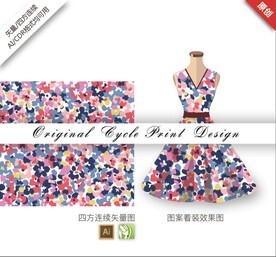 矢量简约抽象梅花小碎花图案