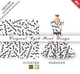 矢量抽象简约几何黑色无缝图案