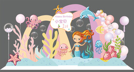女孩宝宝宴海洋生物美人鱼生日