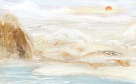 晶瓷画山水风景大理石纹