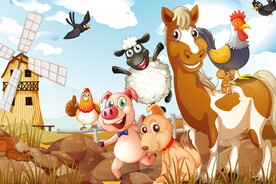 手绘农家乐背景墙