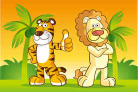 老虎狮子儿童画