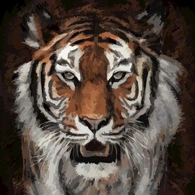 虎元素矢量图虎头虎纹油画背景