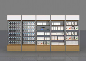 手机配件柜木纹背柜层板柜模型