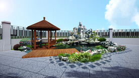 别墅庭院假山设计效果图