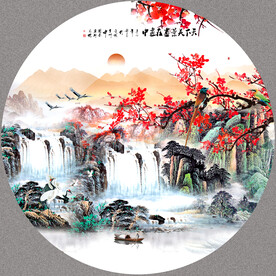 圆形中式山水画