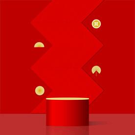 红色店庆商品产品礼物展示台背景